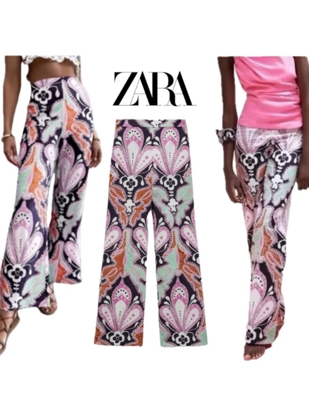 Zara Pink co-ord set  cotton top and matching pants size xs